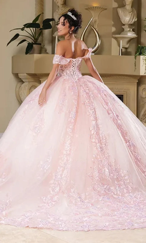 May Queen LK279 - Embellished Off Shoulder Ballgown