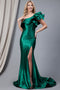 Amelia Couture 5042 One-Shoulder Gown with Ruffles and Slit