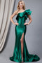 Amelia Couture 5042 One-Shoulder Gown with Ruffles and Slit