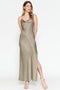 Amelia Couture 6115 Satin Cowl Tea-Length Dress