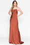 Amelia Couture 6111 Long Sleeveless Satin Cowl Dress