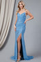 Amelia Couture BZ011 Fitted Sleeveless Sequin Gown with Slit