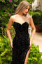 Amelia Couture 3011 Fitted Strapless Sequin Gown with Slit"