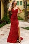 Amelia Couture 3011 Fitted Strapless Sequin Gown with Slit"