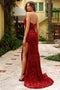 Amelia Couture 3011 Fitted Strapless Sequin Gown with Slit"