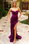 Amelia Couture 3011 Fitted Strapless Sequin Gown with Slit"