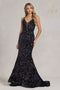 Nox Anabel Mermaid Gown with Sequin and Lace-Up Back C1109