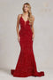 Nox Anabel Mermaid Gown with Sequin and Lace-Up Back C1109