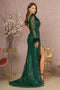 GLS Gloria GL3160 Sequin-Embellished Long Sleeve Feather Gown