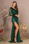 GLS Gloria GL3160 Sequin-Embellished Long Sleeve Feather Gown