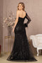 GLS Gloria GL3160 Sequin-Embellished Long Sleeve Feather Gown