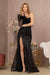 GLS Gloria GL3160 Sequin-Embellished Long Sleeve Feather Gown