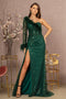 GLS Gloria GL3160 Sequin-Embellished Long Sleeve Feather Gown