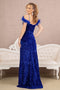 Elizabeth K GL3149 Sequin Off-Shoulder Feather Gown