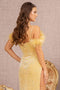 Elizabeth K GL3149 Sequin Off-Shoulder Feather Gown