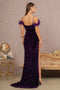 Elizabeth K GL3149 Sequin Off-Shoulder Feather Gown