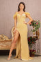 Elizabeth K GL3149 Sequin Off-Shoulder Feather Gown