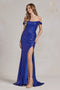 Nox Anabel Off-Shoulder Gown with Sequin and Slit R1203