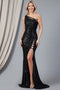 Amelia Couture 5041 One-Shoulder Gown with Sequin and Slit