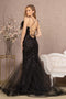 GLS Gloria GL3117 Sequin Print Feather Mermaid Gown