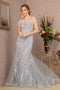 GLS Gloria GL3117 Sequin Print Feather Mermaid Gown