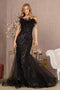 GLS Gloria GL3117 Sequin Print Feather Mermaid Gown