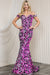 Amelia Couture 20113 Off-Shoulder Gown with Sequin Print