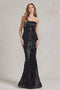 Nox Anabel One-Shoulder Gown with Sequin Print R1204