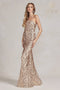 Nox Anabel One-Shoulder Gown with Sequin Print R1204