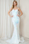 Amelia Couture 7028 Strapless Mermaid Dress with Sequin Print