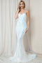 Amelia Couture 7028 Strapless Mermaid Dress with Sequin Print