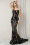 Amelia Couture 7028 Strapless Mermaid Dress with Sequin Print