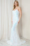 Amelia Couture 7028 Strapless Mermaid Dress with Sequin Print