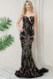 Amelia Couture 7028 Strapless Mermaid Dress with Sequin Print