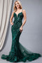 Amelia Couture 7021 V-Neck Mermaid Gown with Sequin Print