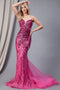 Amelia Couture 7021 V-Neck Mermaid Gown with Sequin Print