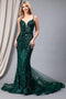 Amelia Couture 7021 V-Neck Mermaid Gown with Sequin Print