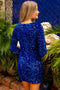 Amelia Couture BZ029S Short Sequin Dress with Long Sleeves