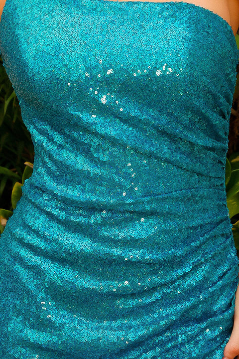 Amelia Couture BZ030S Short One-Shoulder Sequin Dress