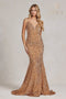 Nox Anabel Mermaid Gown with Sequin V-Neck R1071