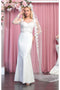 Sheer Long-Sleeve Ivory Wedding Gown Mayqueen  MQ1847