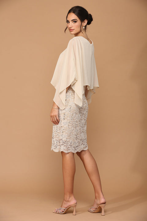 Eva Fashion 3296 Cape Short Mother of the Bride Dress