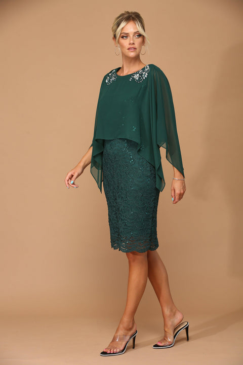 Eva Fashion 3296 Cape Short Mother of the Bride Dress