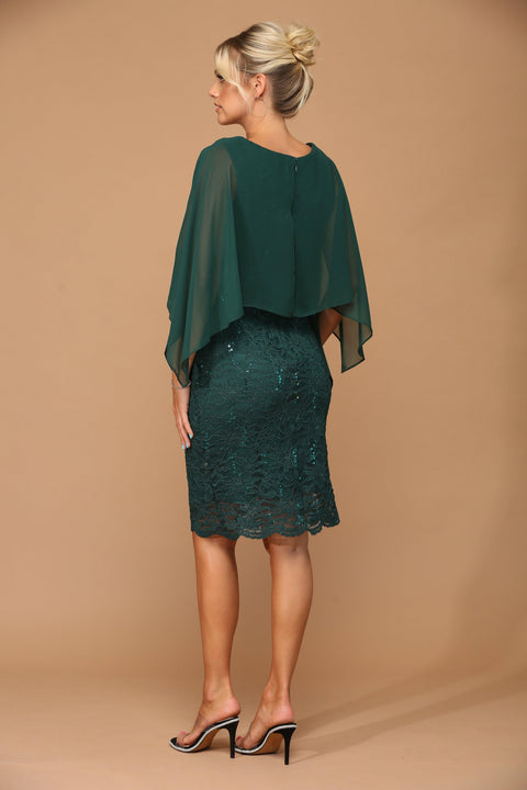 Eva Fashion 3296 Cape Short Mother of the Bride Dress