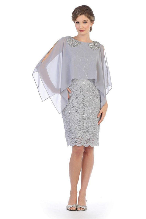Eva Fashion 3296 Cape Short Mother of the Bride Dress