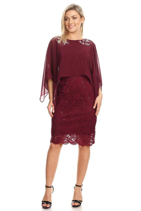 Eva Fashion 3296 Cape Short Mother of the Bride Dress
