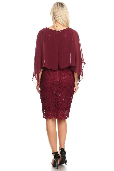 Eva Fashion 3296 Cape Short Mother of the Bride Dress