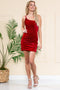 Amelia Couture 6117S Short One-Shoulder Velvet Dress"