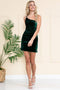 Amelia Couture 6117S Short One-Shoulder Velvet Dress"