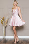 Amelia Couture BZ013S Short Satin V-Neck A-Line Dress